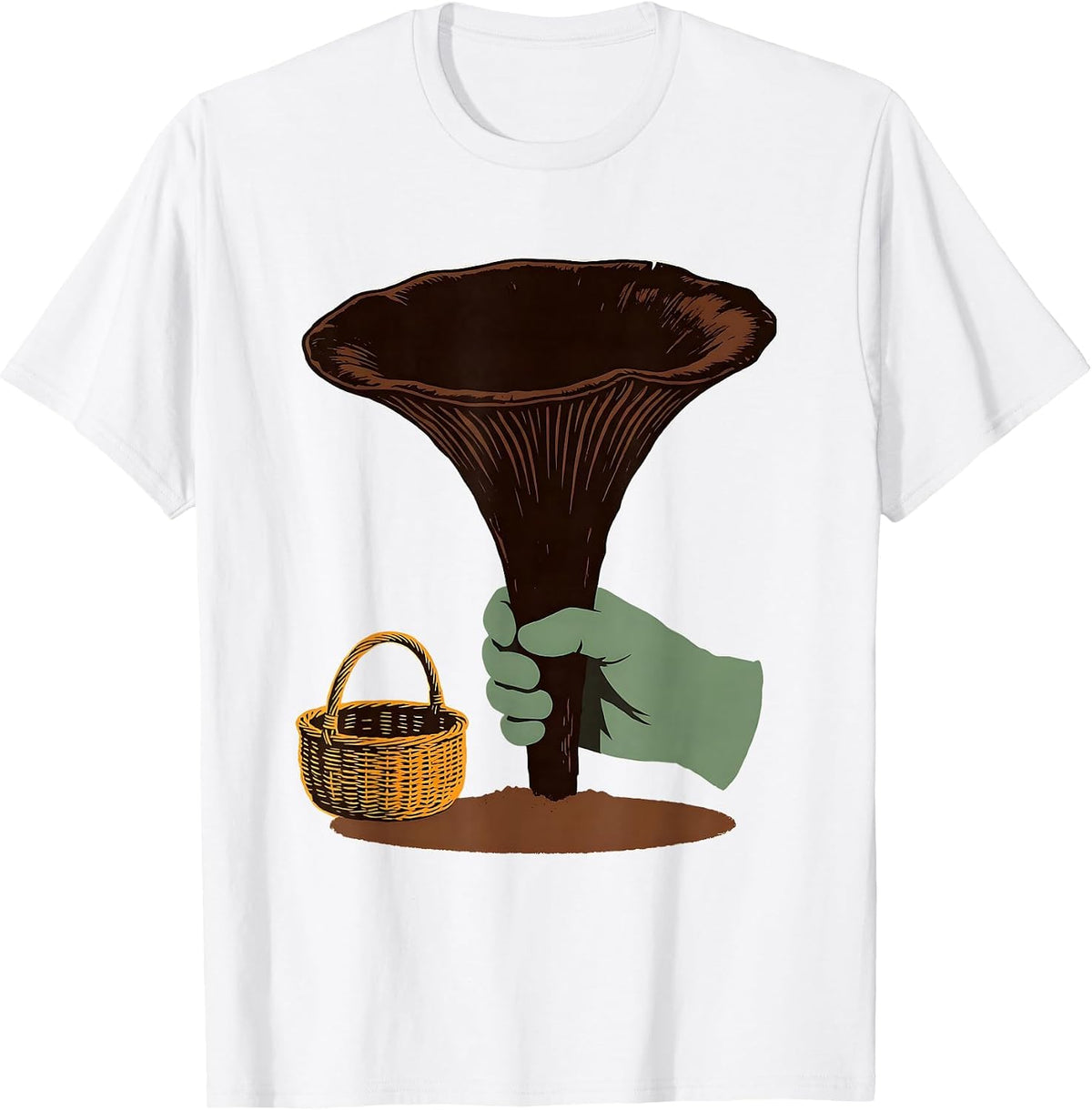 Men's Oversized Trumpet Mushroom Screenprint Retro Forager T-Shirt - White