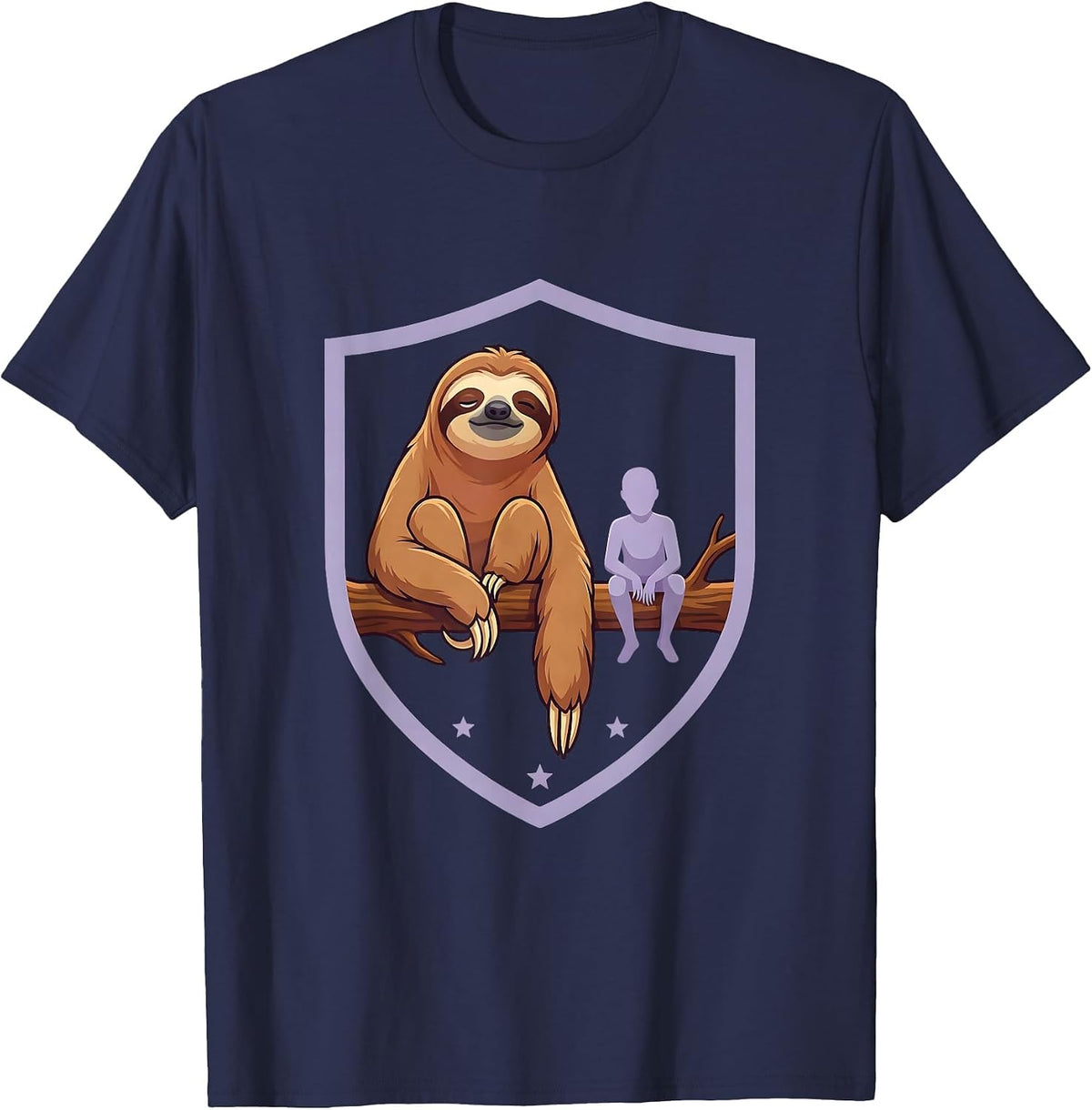 Sloth Shield Funny Animal Lover Novelty Gift T-Shirt - Navy Blue