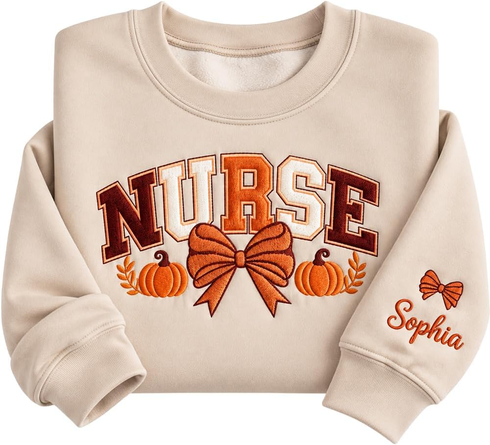 IZI POD Personalized Embroidered Nurse Sweatshirt, Embroidered for Nurse Zip Sweatshirt, Gift for Women, RN LPN APRN CNA -