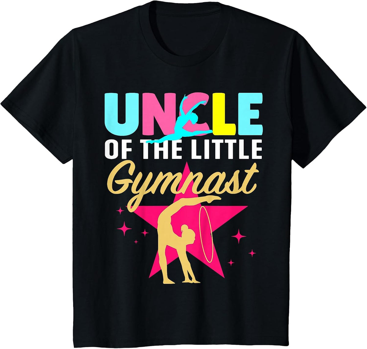 Uncle Little Gymnast Girl Birthday Gymnastics Themed Party T-Shirt - Black