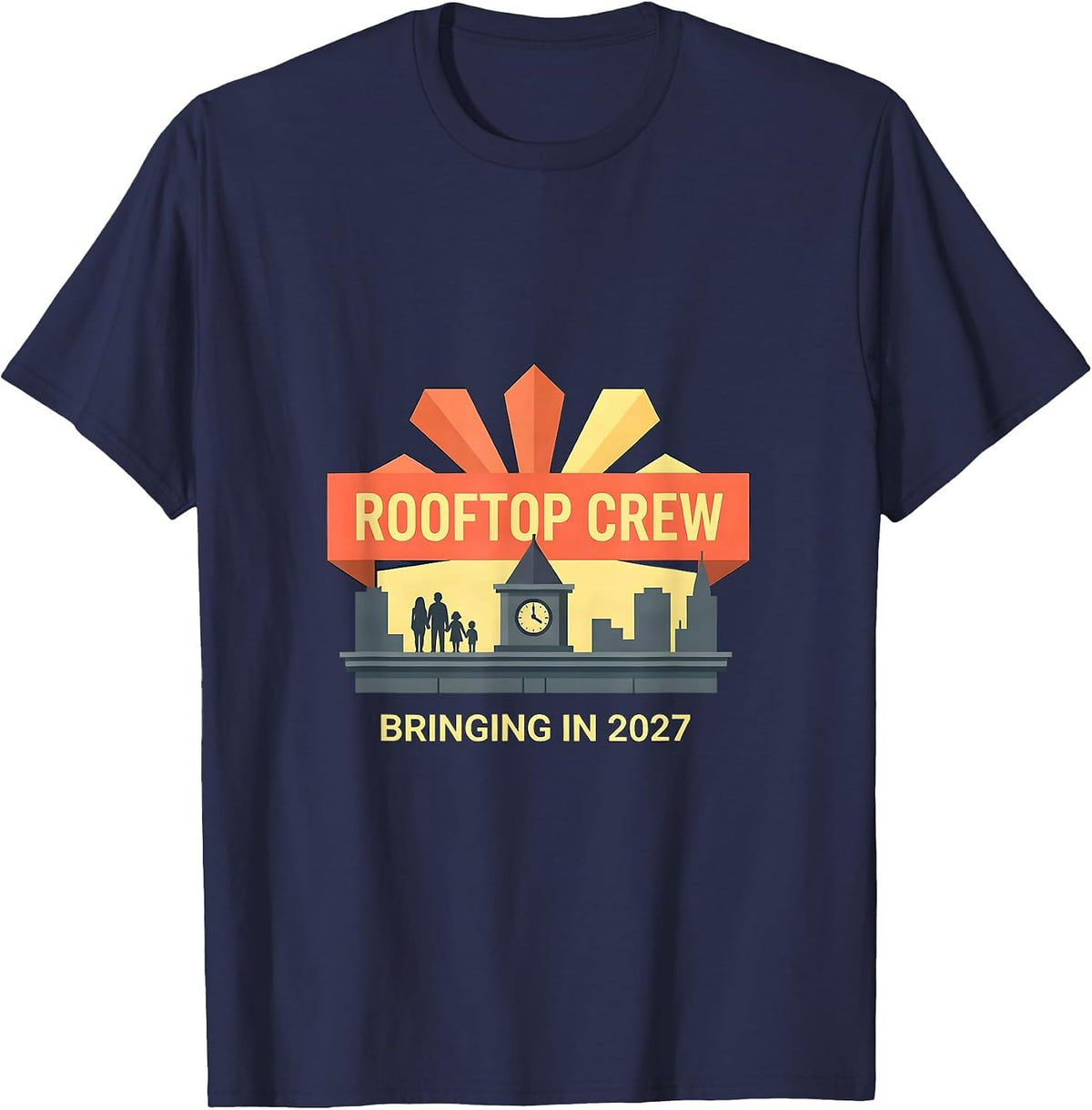 Men's Rooftop Crew Bringing In 2027 Family New Year Party T-Shirt - Navy Blue