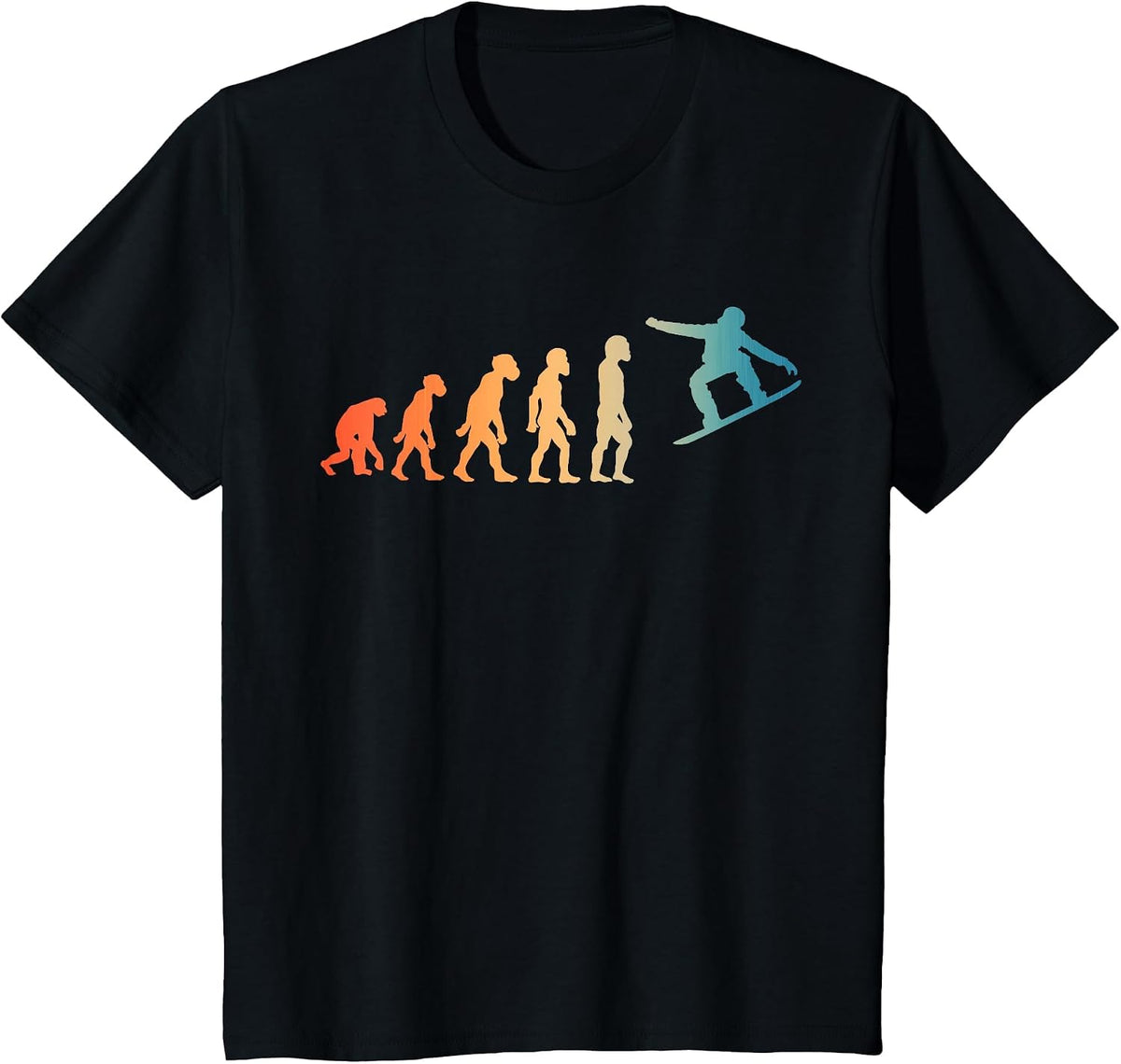 Funny Human Snowboarding Evolution Snowboarder Women Men T-Shirt - Black