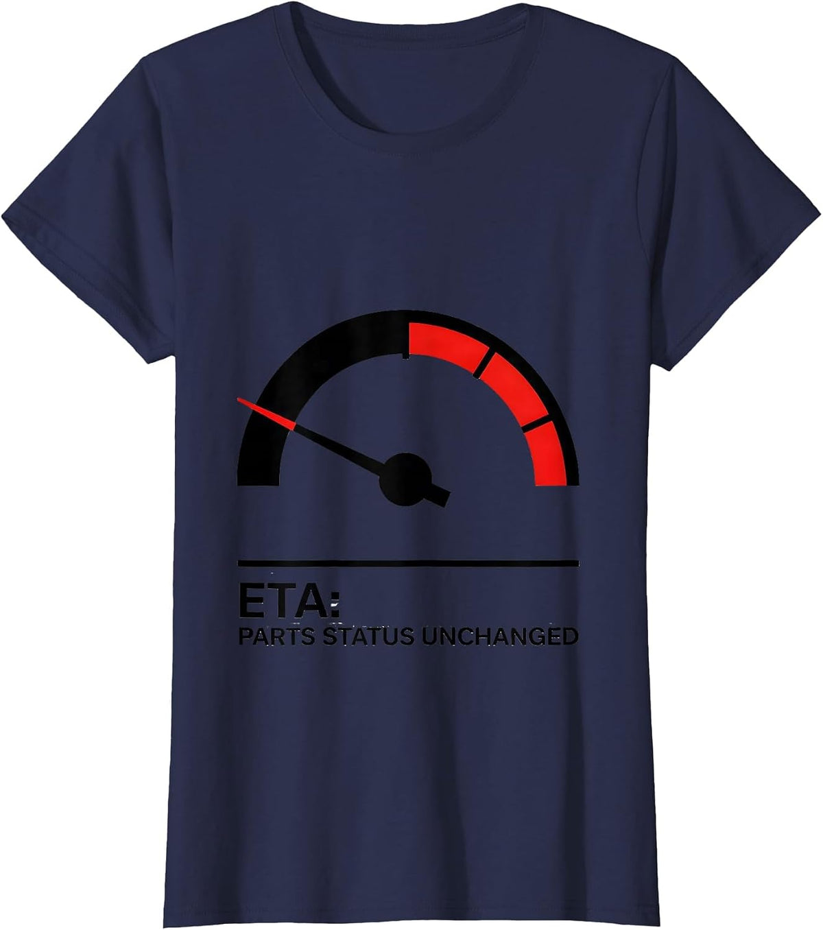 Women's ETA PARTS STATUS UNCHANGED Funny Mechanic Skeleton Auto T-Shirt - Navy Blue