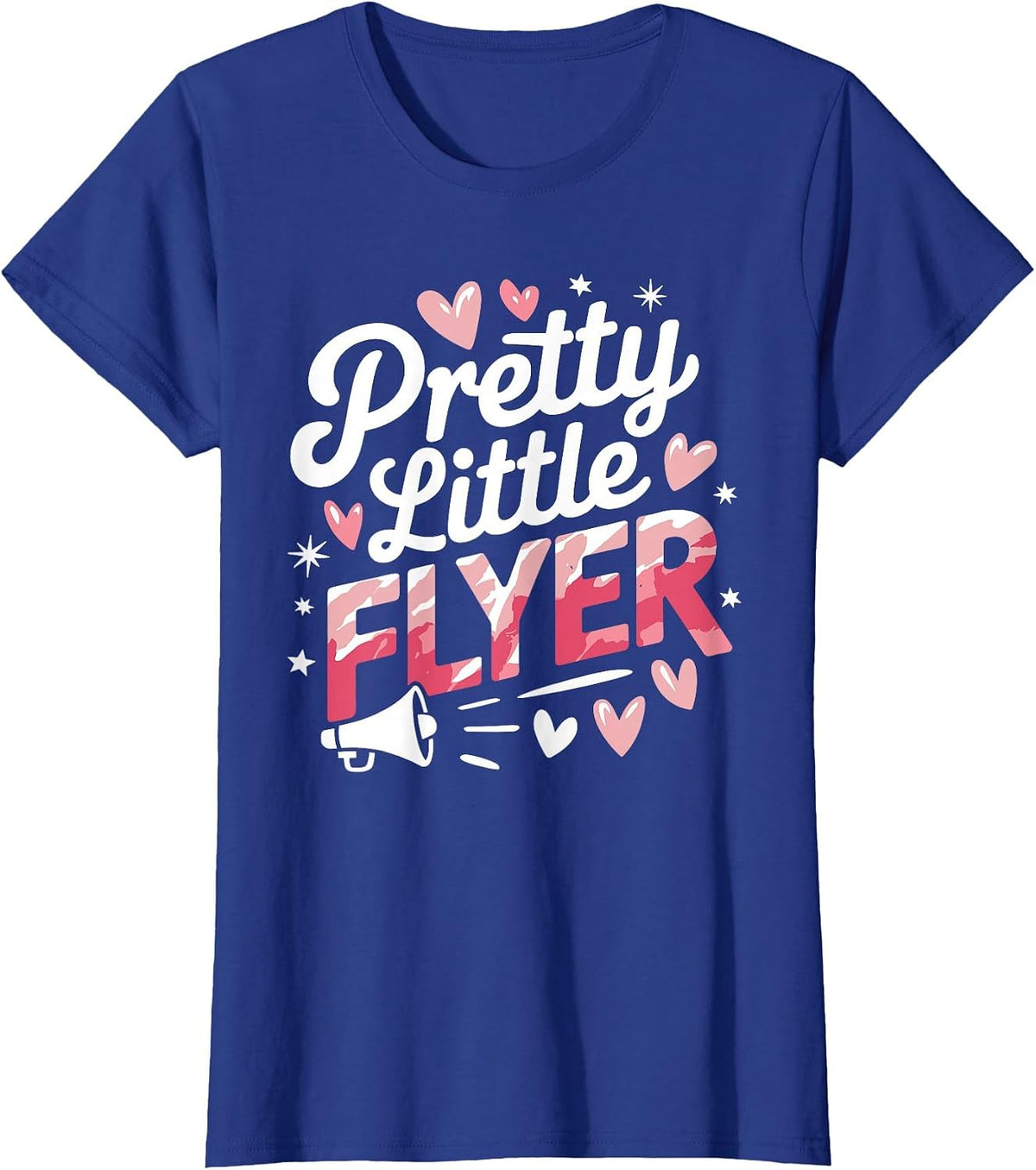 Pretty Little Flyer, Cheering Cheerleader Cheerleading T-Shirt - Royal Blue