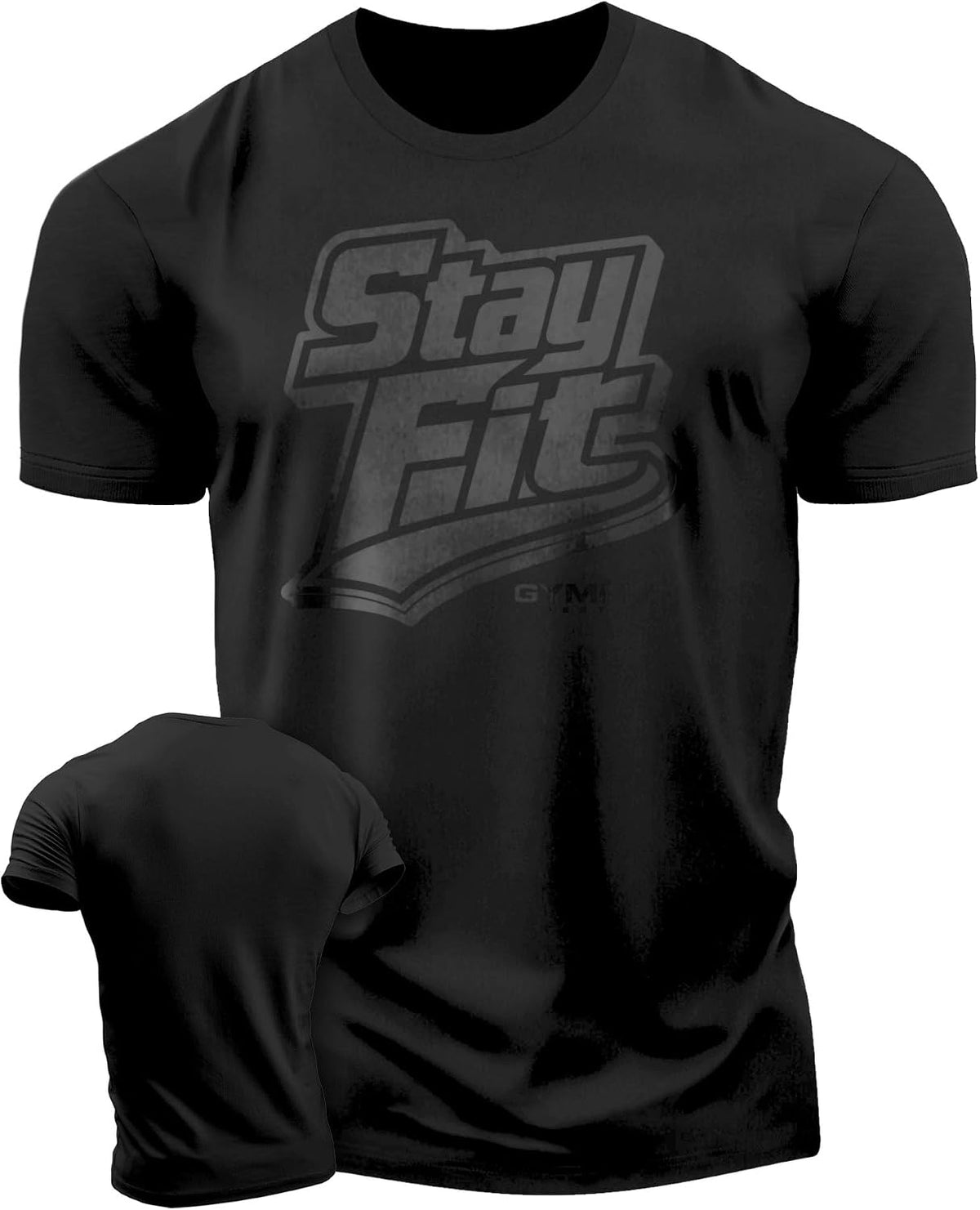Gymish Lifestyle Stay Fit Workout Shirt for Men, Deadlift Lifting T-Shirt - 4. Stay Fit Black on Black
