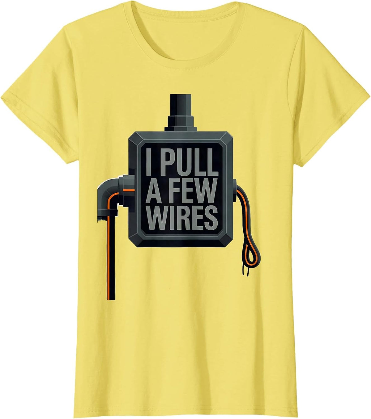 I Pull A Few Wires Funny Electrician Skeleton Sarcastic T-Shirt - Lemon Yellow