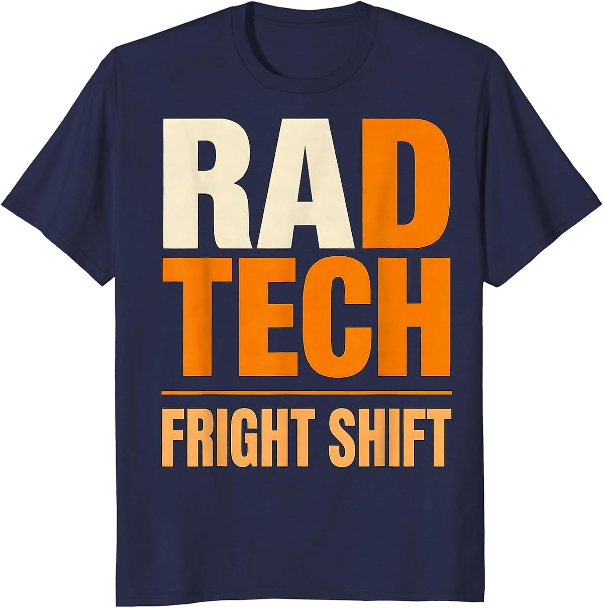 Men's Rad Tech Fright Shift Funny Radiology Tech Halloween Shift T-Shirt - Navy Blue