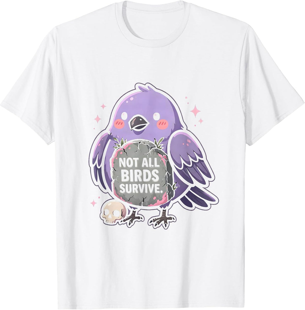 Men's Not All Birds Survive Crow Dark Nature Design T-Shirt - White