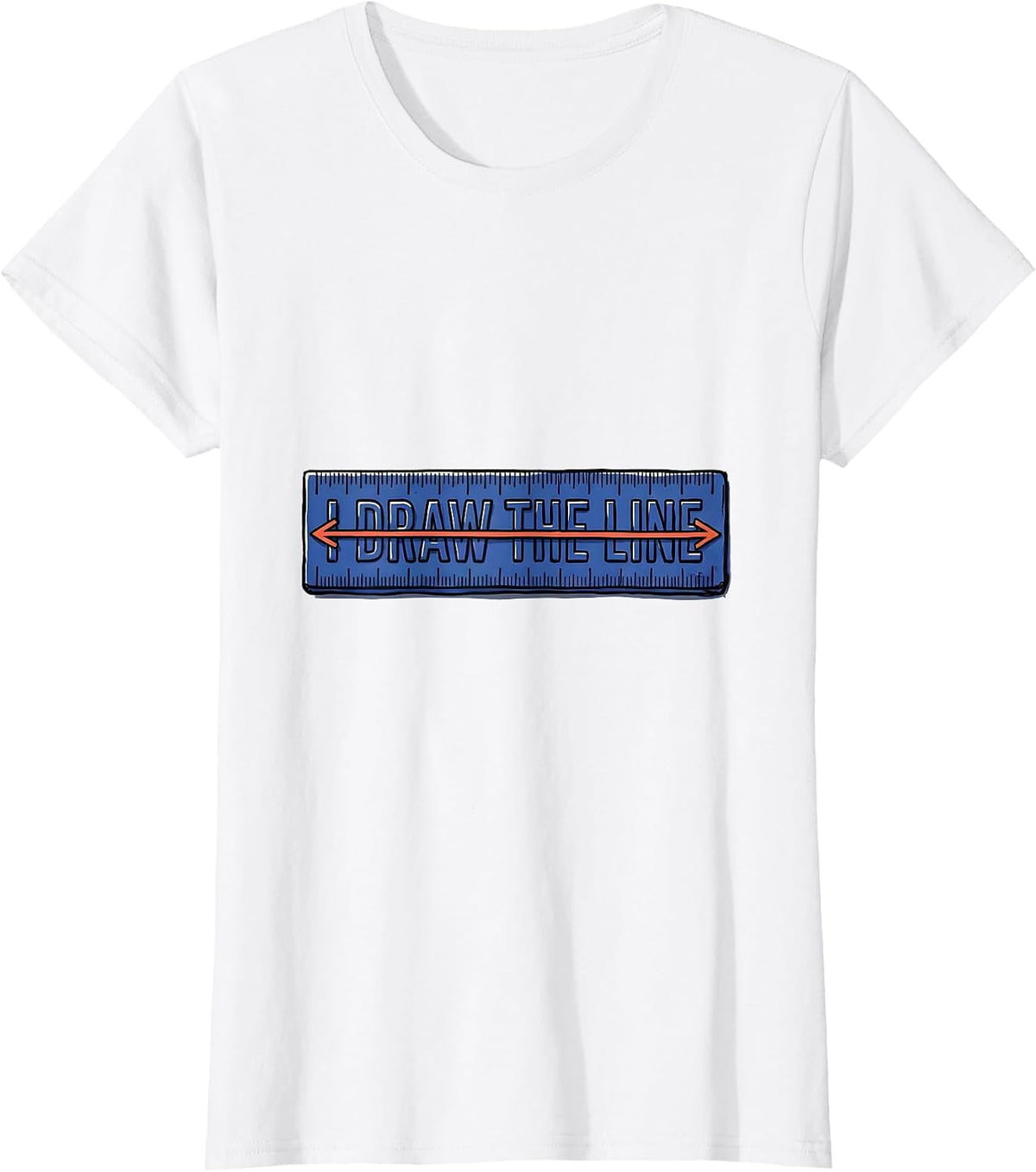 Women's I Draw The Line Funny Math Teacher Pun Humor Gift T-Shirt - White