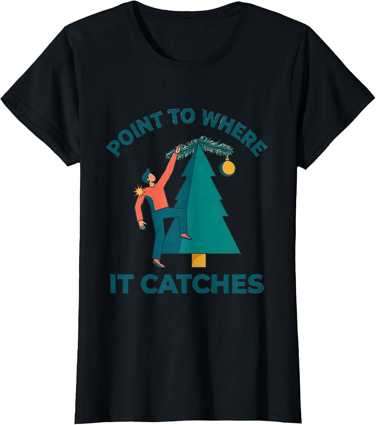 Women's Point To Where It Catches Funny Physical Therapist Christmas T-Shirt - Black