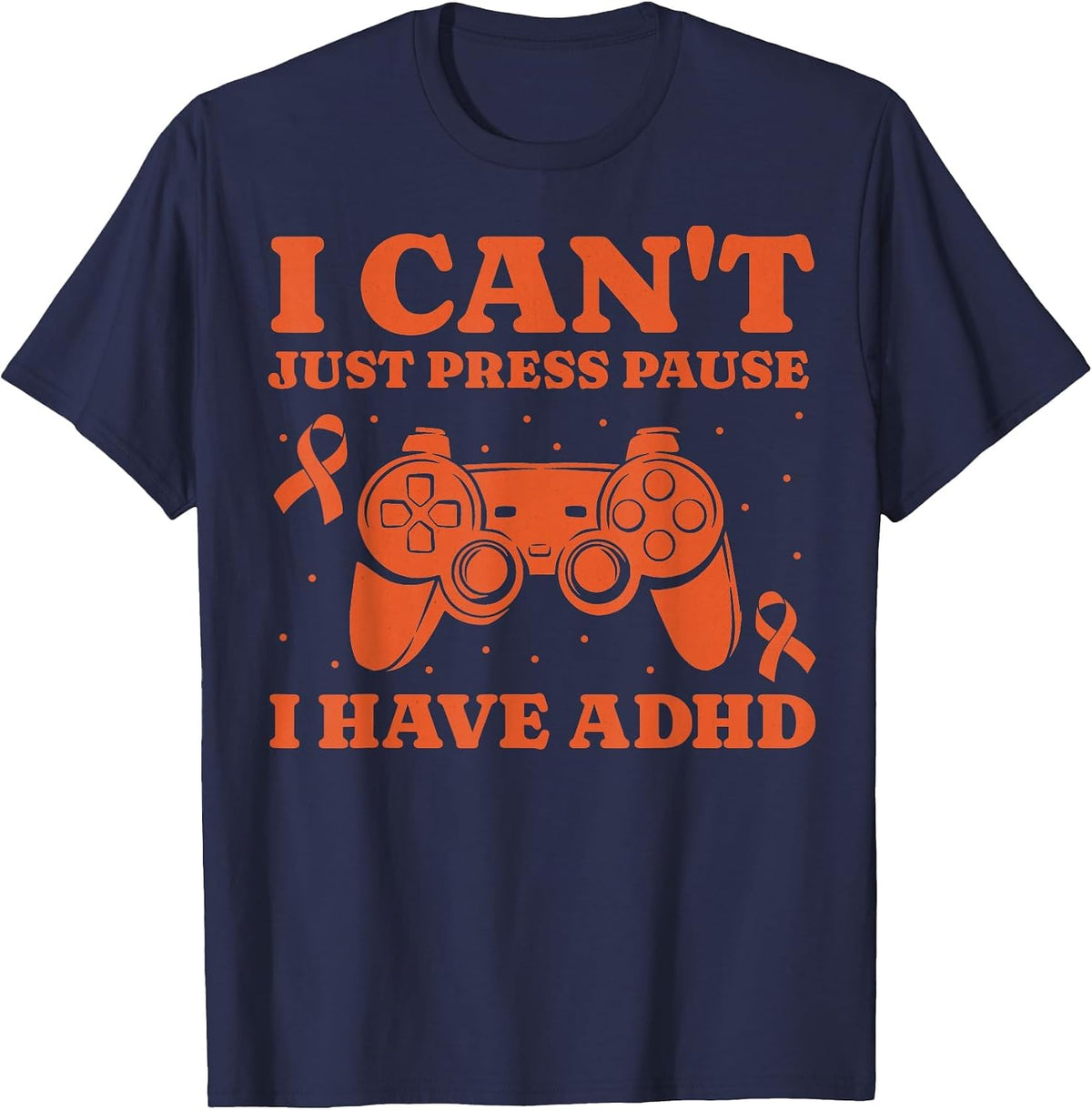 Can't Just Pause Gamer ADHD Awareness Kids Boys Video Gaming T-Shirt - Navy Blue