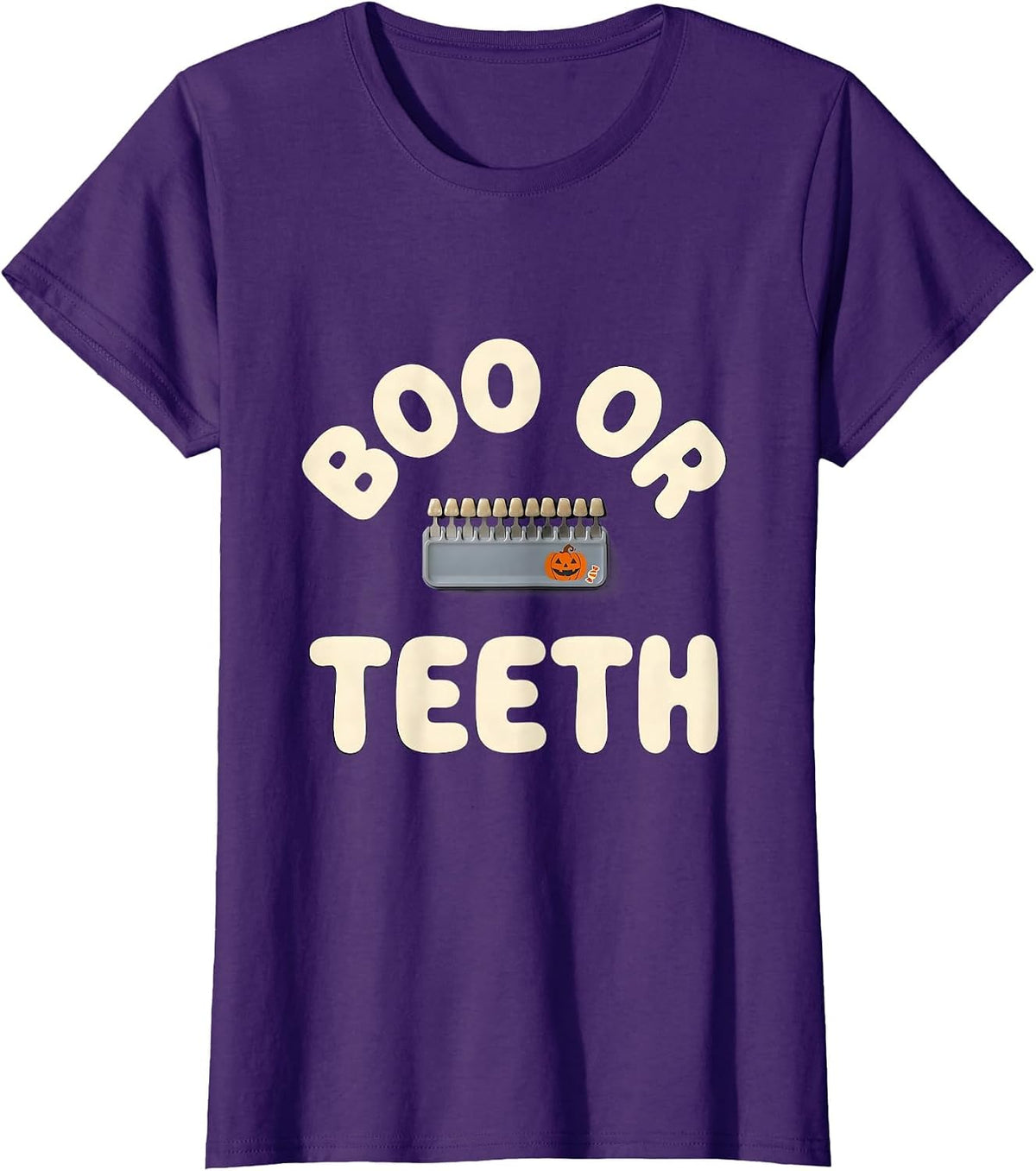 Women's Boo Or Teeth Funny Dental Hygienist Halloween Work T-Shirt - Purple