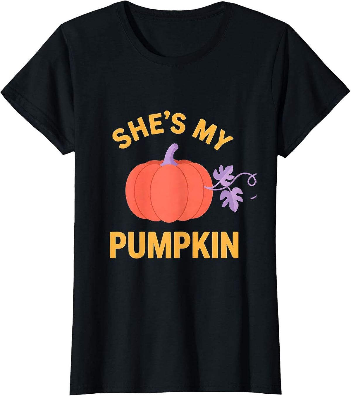 She's My Pumpkin Funny Matching Halloween Couples Boyfriend T-Shirt - Black