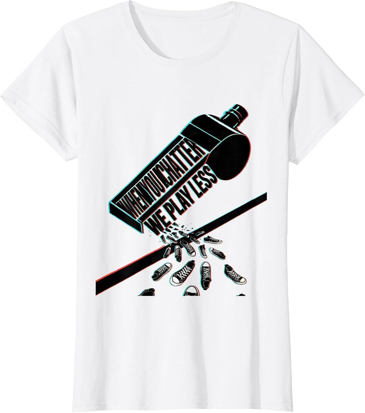 Women's When You Chatter We Play Less Funny PE Teacher Back T-Shirt - White