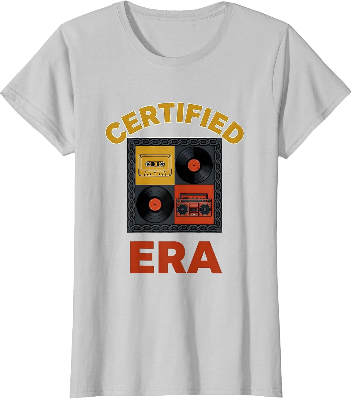 Certified Era Retro 90s Hip-Hop Rap Music Nostalgia T-Shirt - Silver Grey