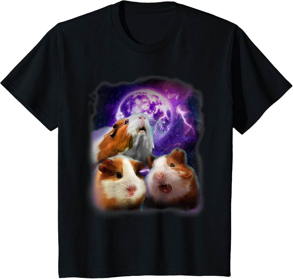 Guinea Pigs Howling at The Moon Shirt - Funny Guinea Pig T-Shirt - Black