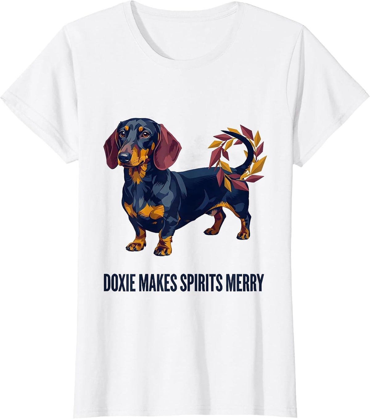Doxie Makes Spirits Merry Cute Dachshund Christmas Dog Lover T-Shirt - White