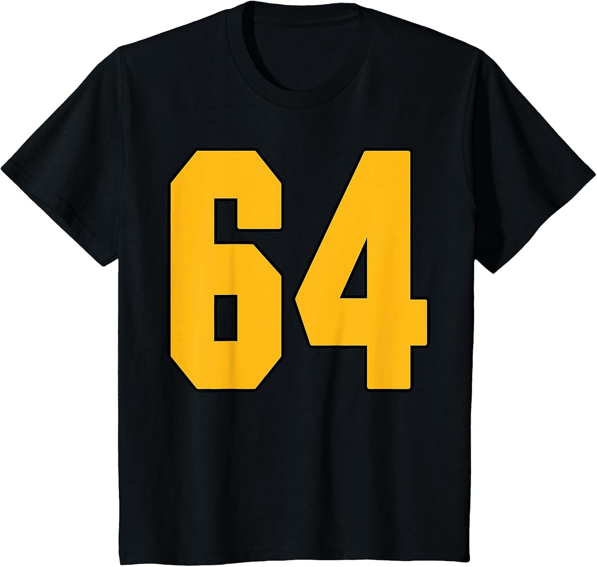 Gold Number 64 Jersey Big #64 Uniform Favorite Player T-Shirt - Black