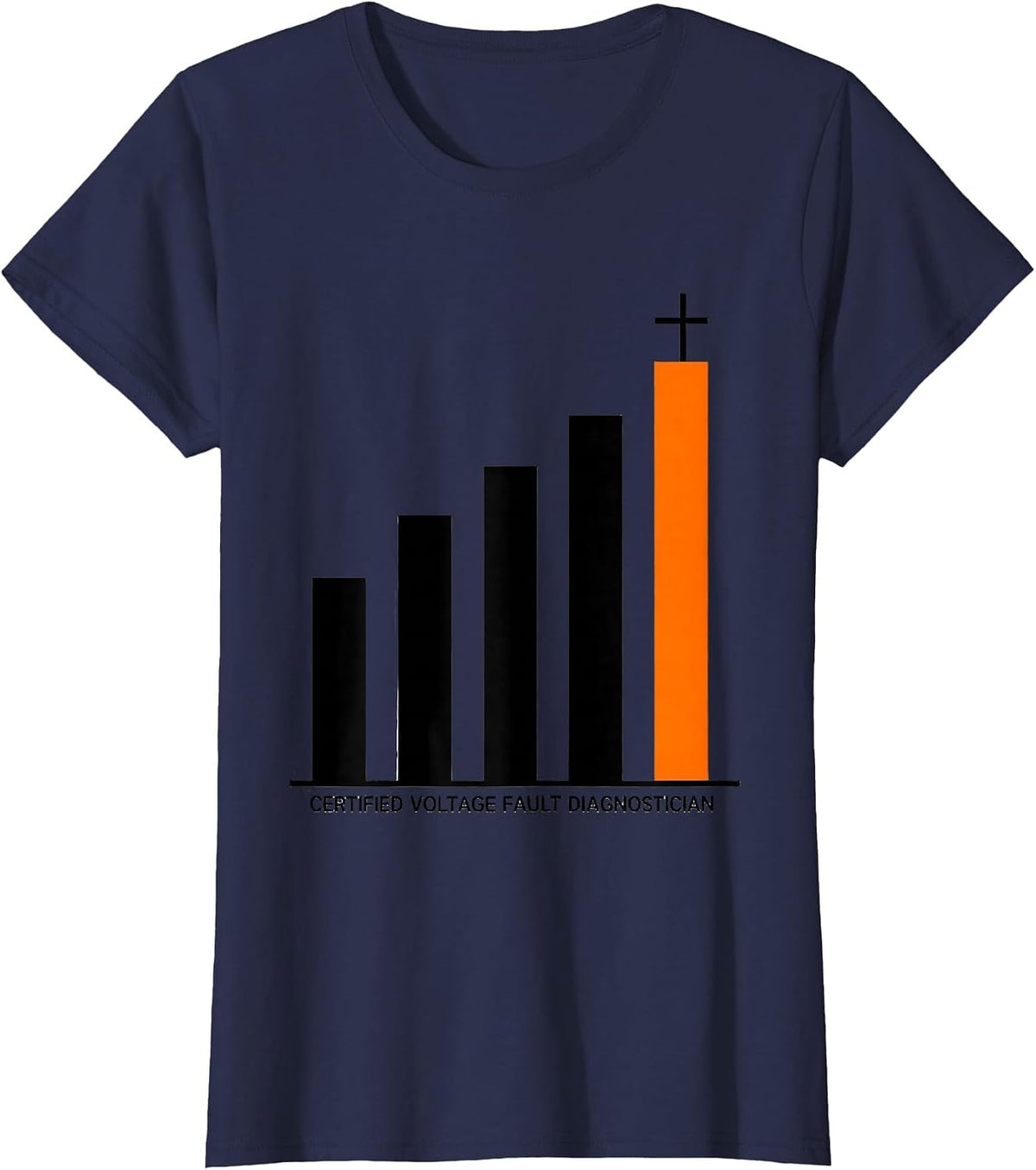 Women's Certified Voltage Fault Diagnostician Funny Mechanic Auto T-Shirt - Navy Blue