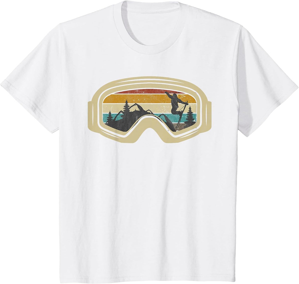 Retro Ski Goggles Mountain Snow Winter Vacation Skiing T-Shirt - White