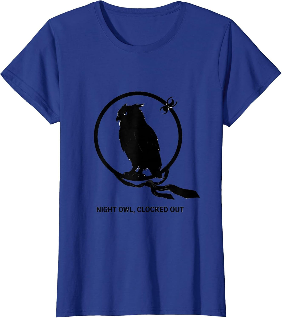Women's Night Owl Clocked Out Funny Halloween Costume Animal Humor T-Shirt - Royal Blue