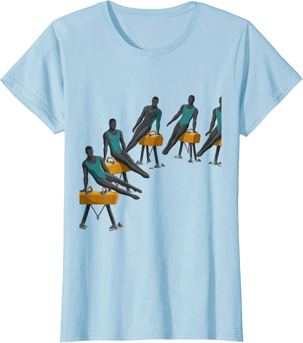 Gymnast Silhouettes Midcentury Modern Funny Gymnastics Gift T-Shirt - Baby Blue