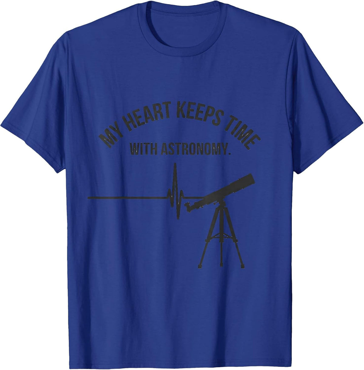 My Heart Keeps Time With Astronomy Monochromatic Hobbyist T-Shirt - Royal Blue