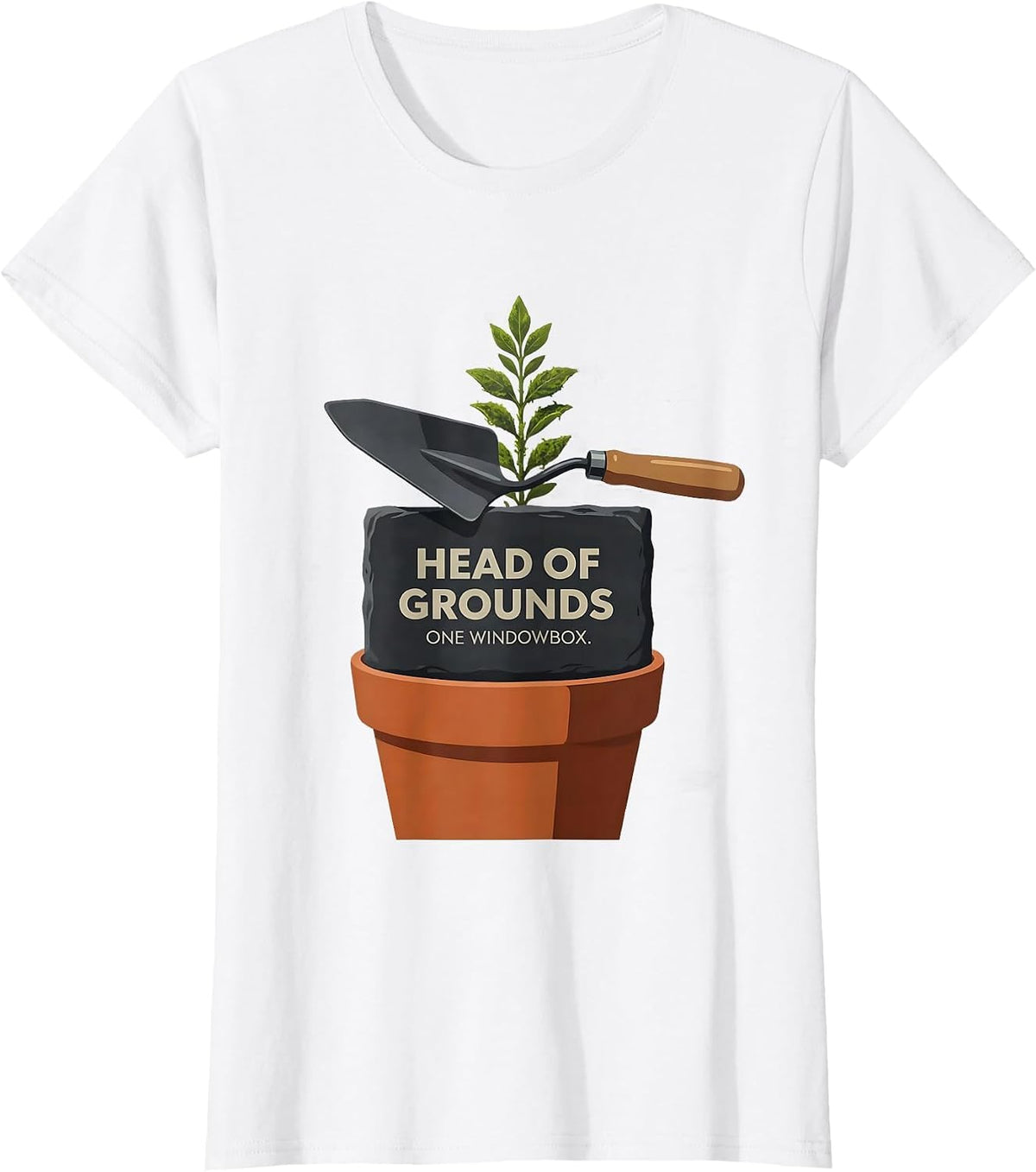 Women's Head of Grounds One Windowbox Funny Gardening Plant Lover T-Shirt - White