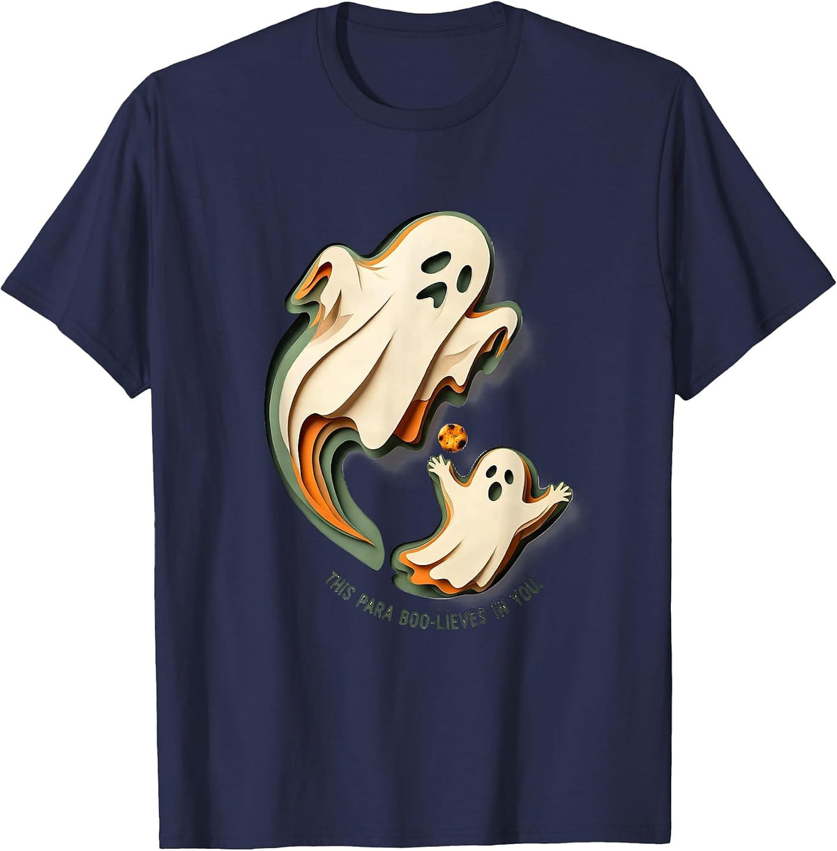 Men's This Para Boo-lieves In You Funny Paraprofessional Ghost T-Shirt - Navy Blue