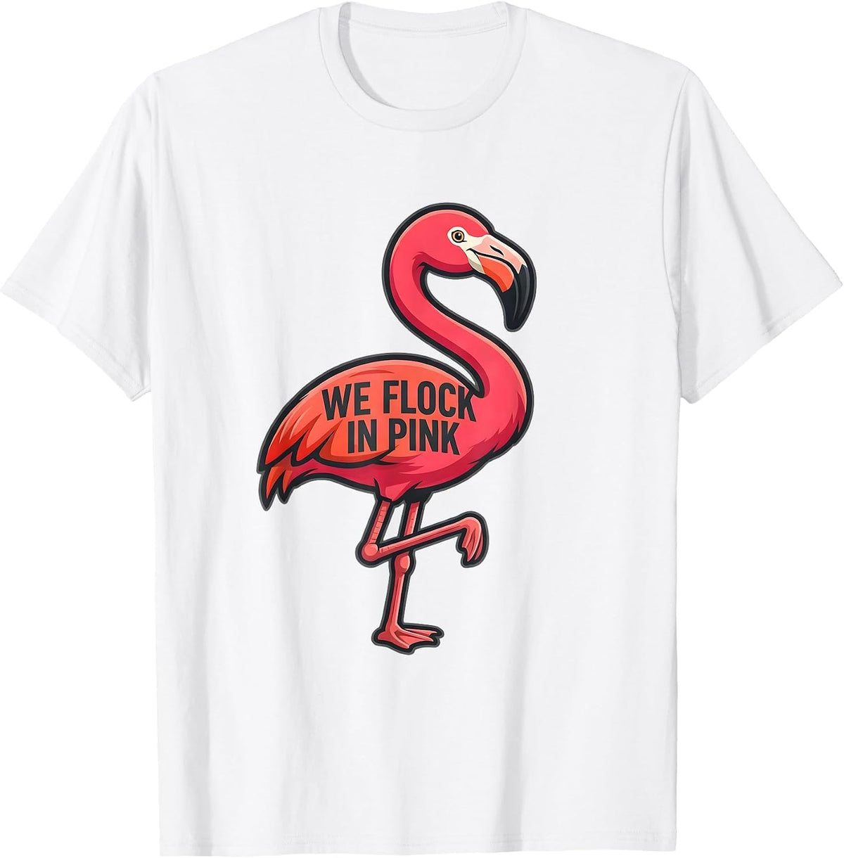 Men's We Flock In Pink Funny Flamingo Lover Bird Humor Summer T-Shirt - White