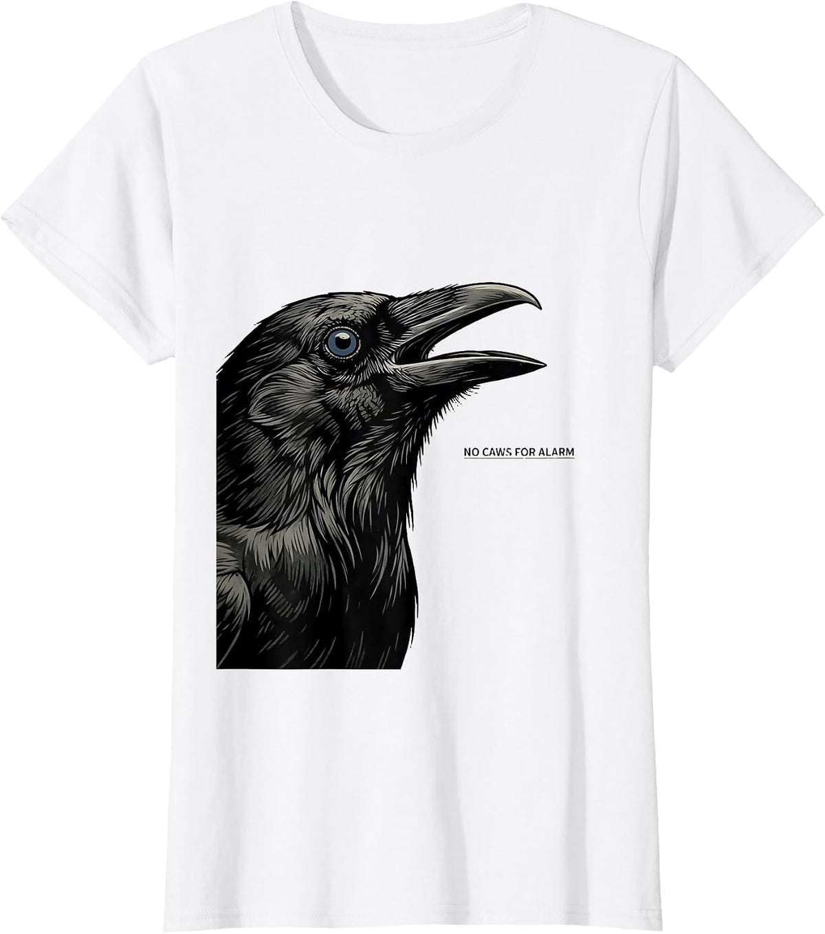 No Caws For Alarm Funny Crow Lover Bird Humor Gift T-Shirt - White
