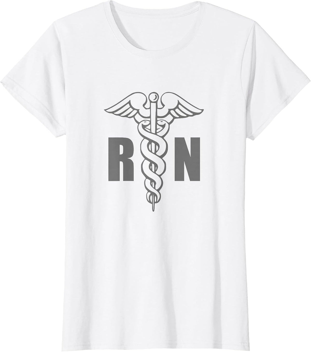 RN Nurse Medical Symbol Caduceus Nursing Grey Design T-Shirt - White