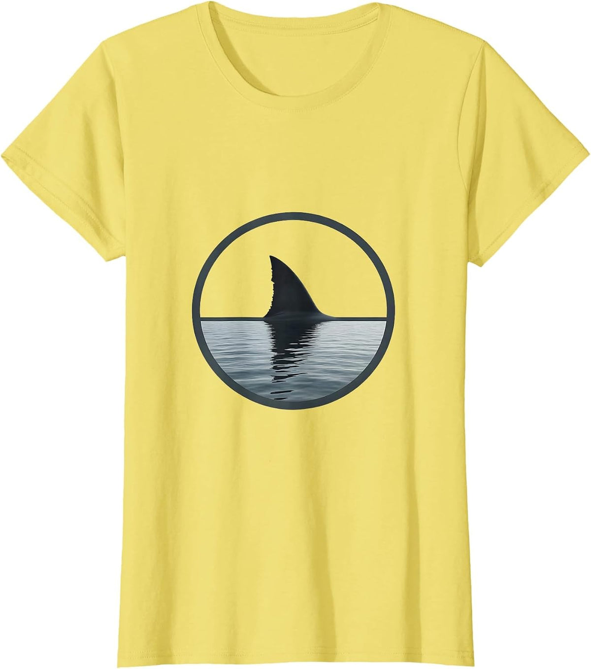 Shark Fin Cutting Through Calm Water T-Shirt - Lemon Yellow
