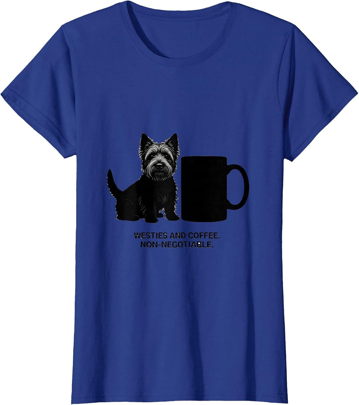 Women's Westies And Coffee Non-Negotiable Westie Mama Dog Lover T-Shirt - Royal Blue