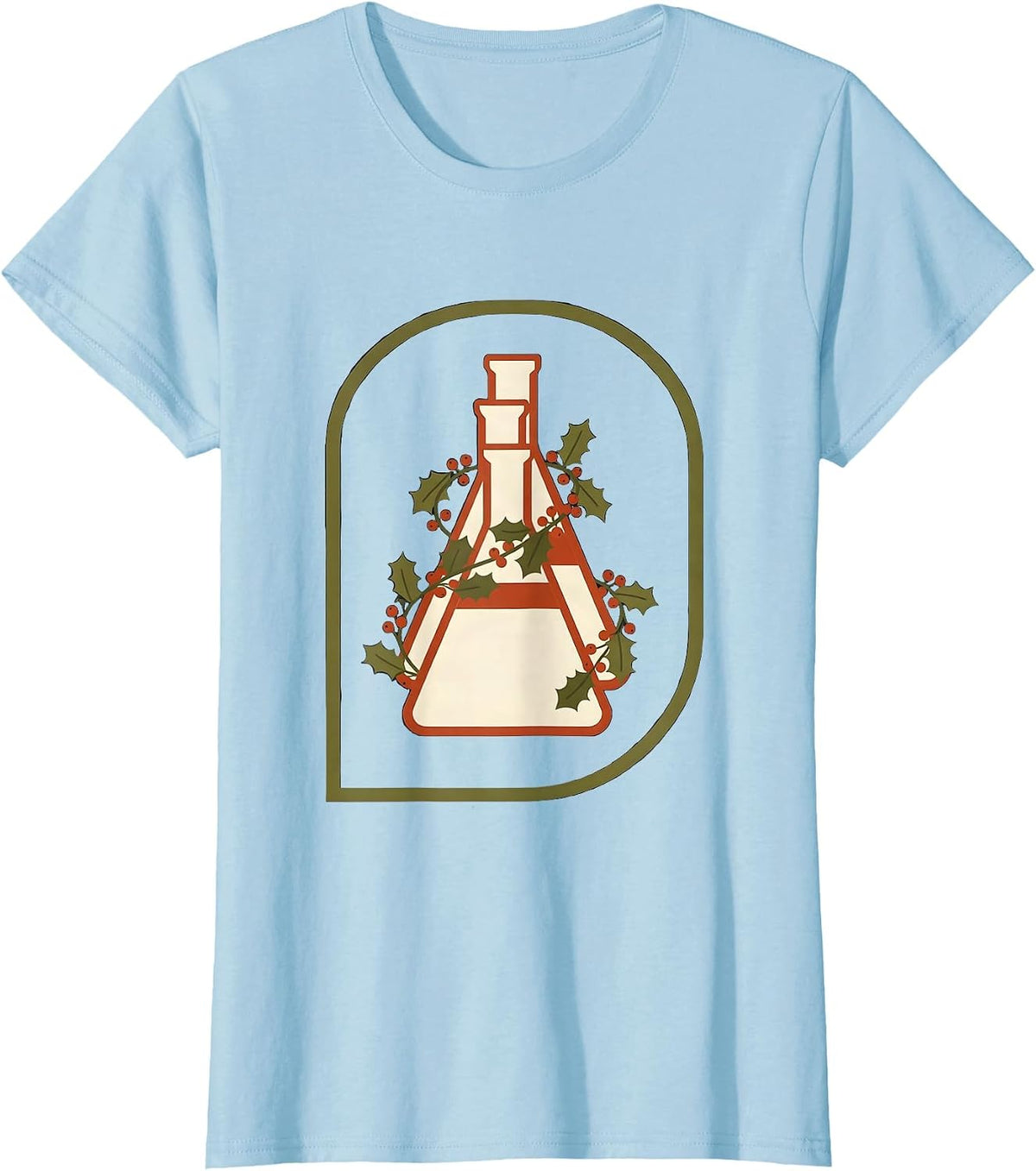 Laboratory Flasks Midcentury Modern Pharmacy Tech Christmas T-Shirt - Baby Blue