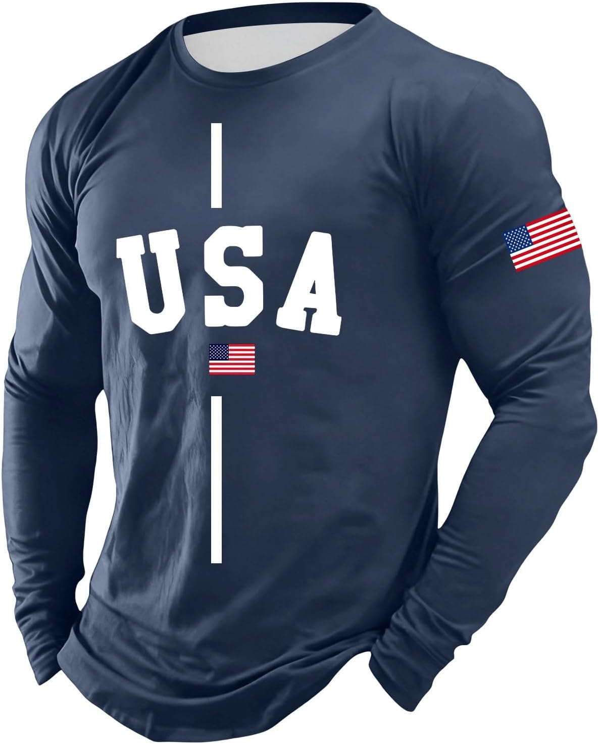 Men's 4th of July T-Shirt American Flag Short Sleeve Tshirt Graphic Shirts - 02-navy