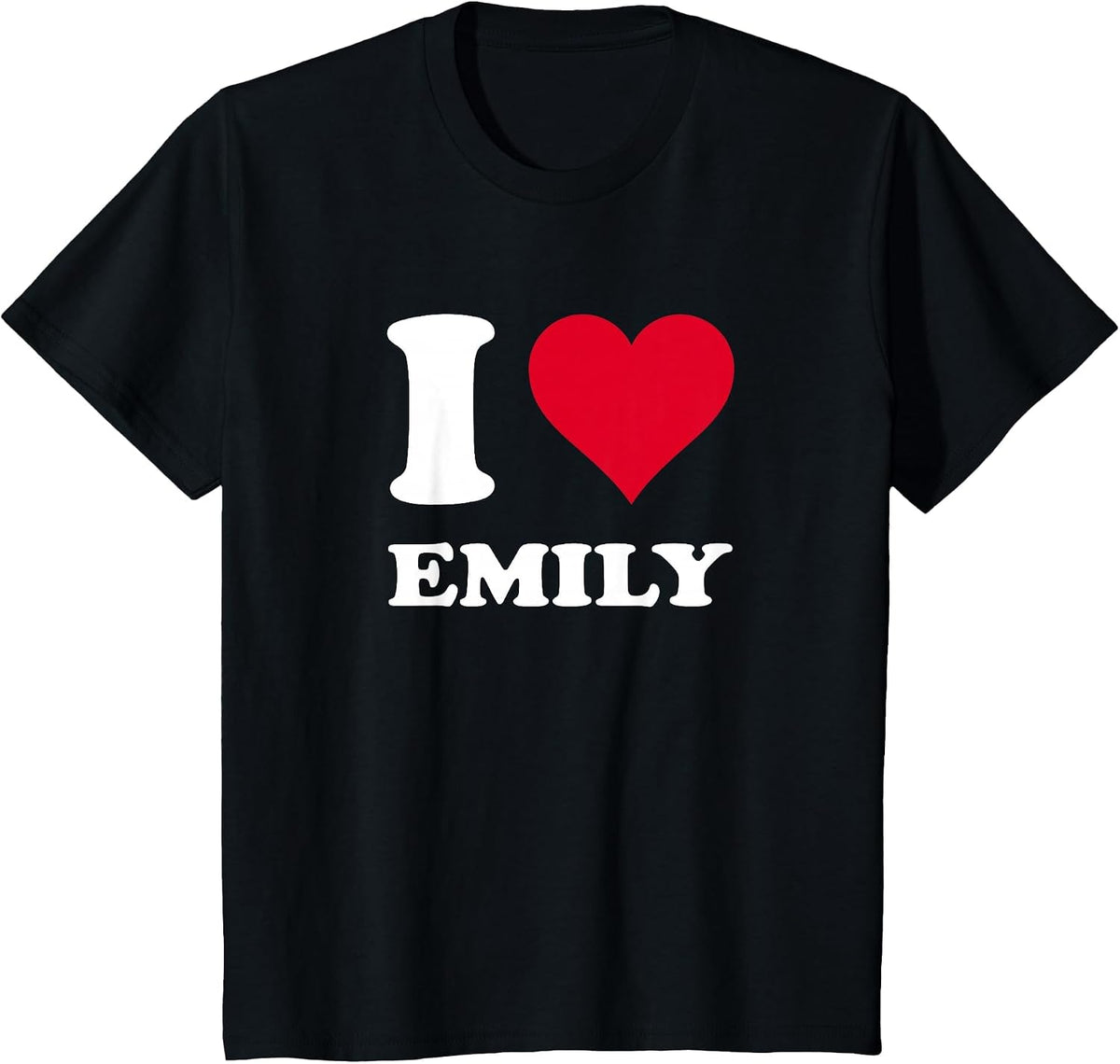 Red Heart I Love Emily T-Shirt - Black