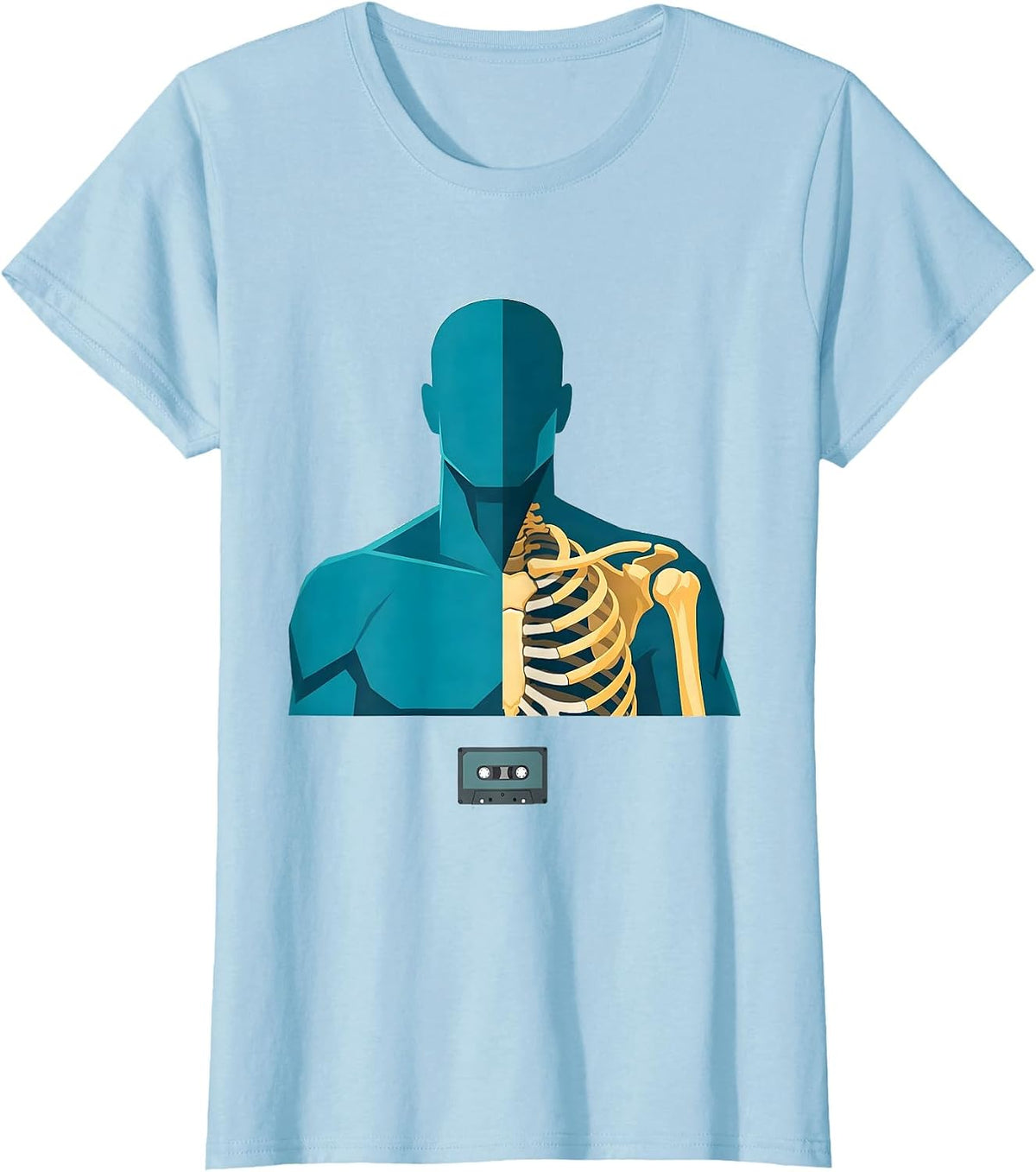 Shoulder and Collarbone Bone Shape Radiology Tech Humor T-Shirt - Baby Blue