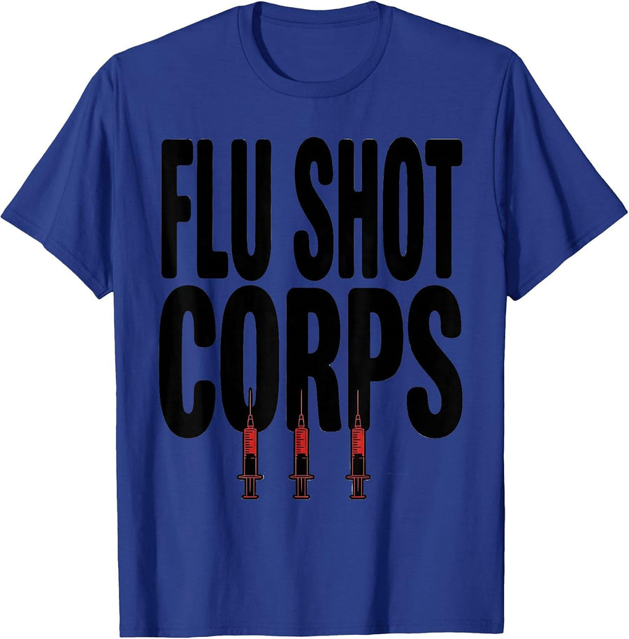 Flu Shot Corps Funny Nurse Doctor Healthcare Worker Humor T-Shirt - Royal Blue