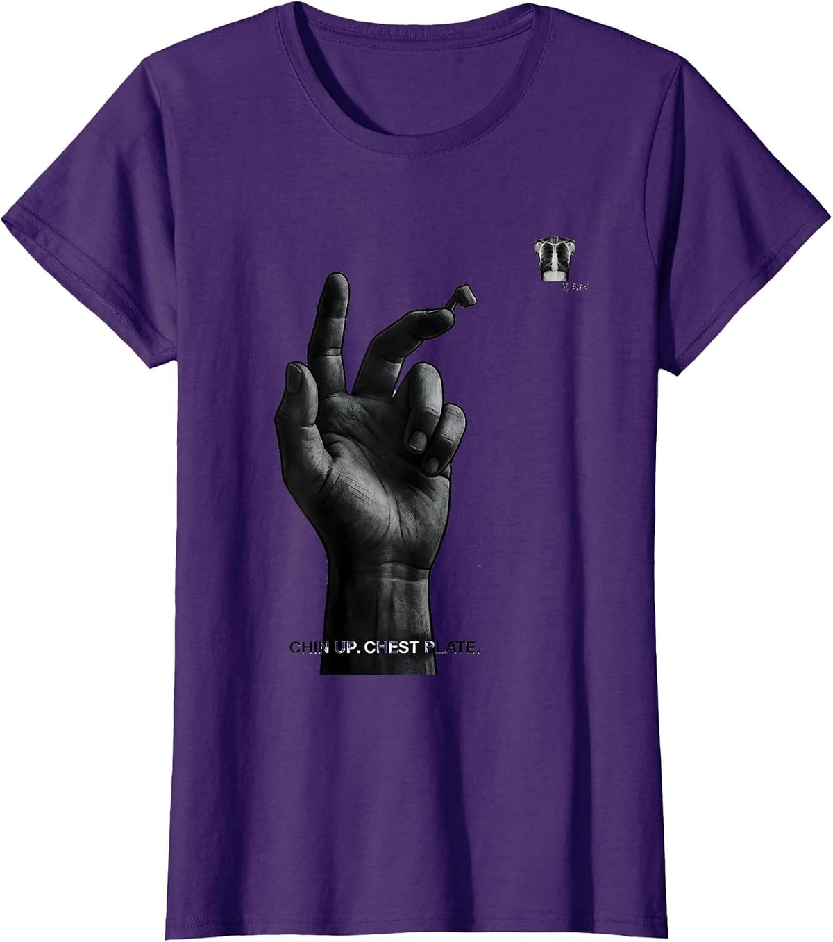 Women's Chin Up Chest Plate X-Ray Radiology Tech Rad Tech Humor T-Shirt - Purple
