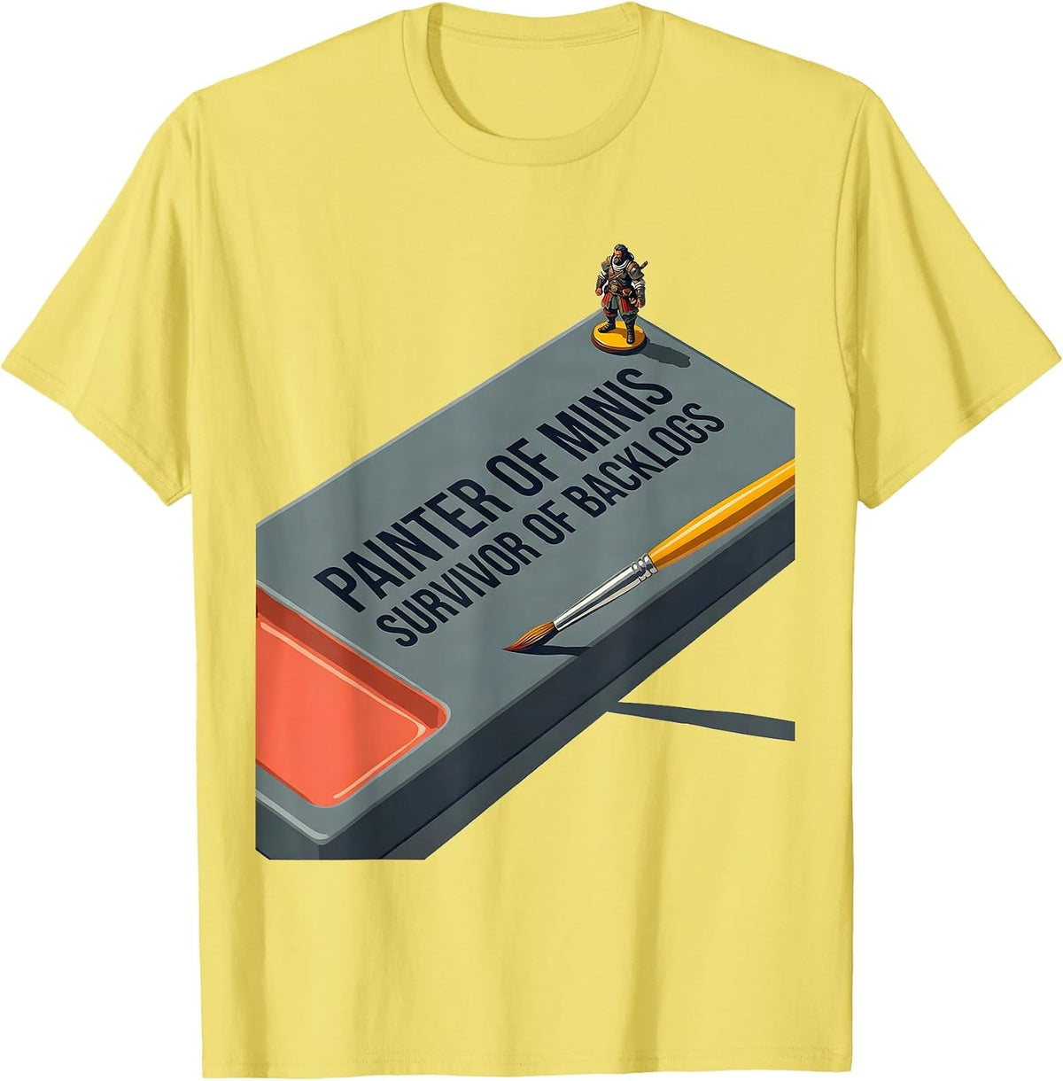 Men's Painter Of Minis, Survivor Of Backlogs Funny Miniature T-Shirt - Lemon Yellow