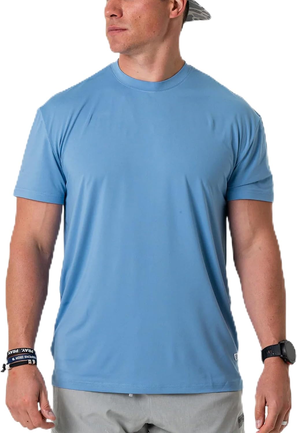 Burlebo Go to Tee – Men’s Lightweight Performance Shirt with UPF 50 Sun Protection - Steel Blue