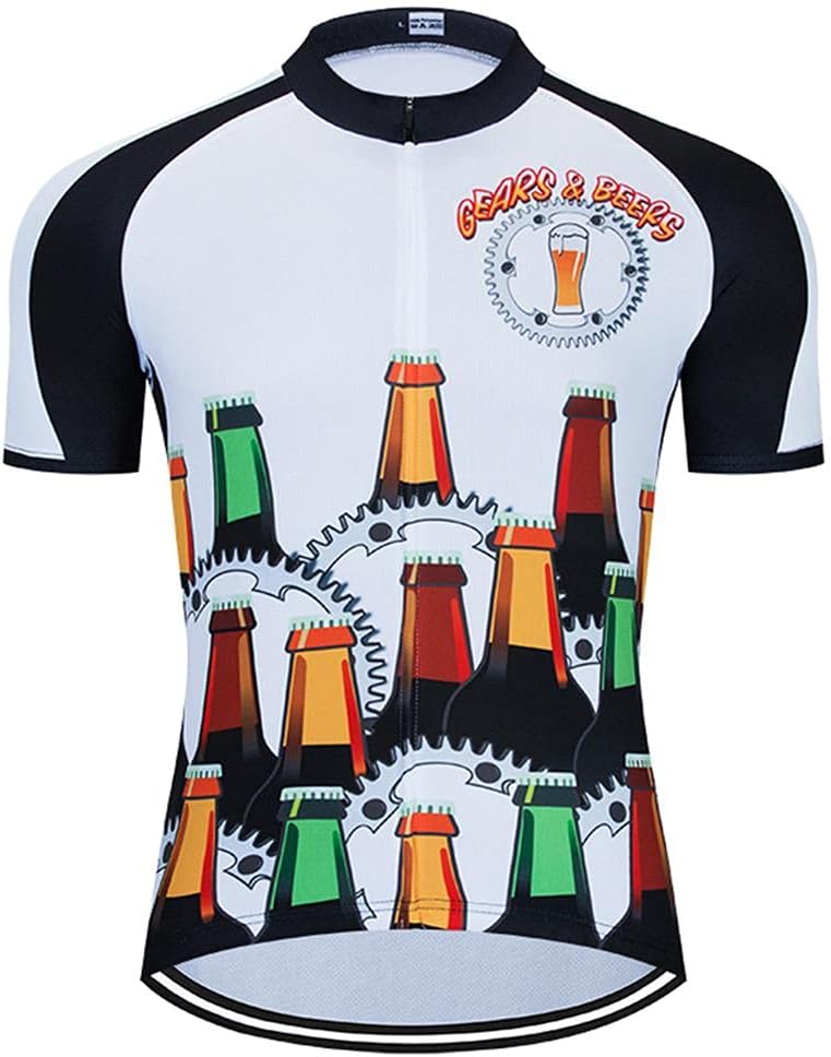 MOXILYN Men Cycling Shirts Mountain Bike Shirts Short Sleeve 3D Beer Cycling Jersey - Funny Bicycle T-Shirt - B29-1
