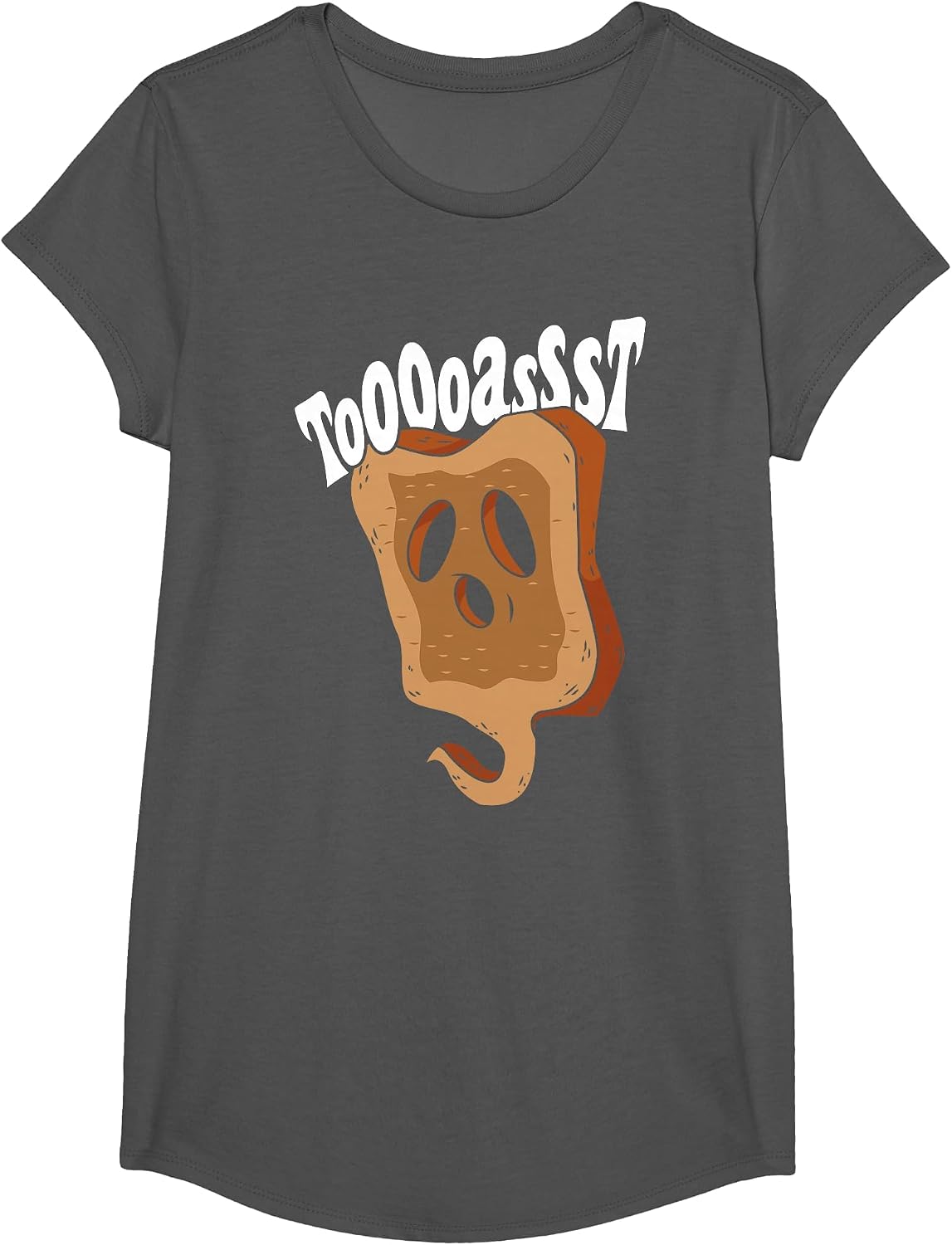 Ghost Toast Halloween Party Breakfast Lover Costume Funny T-Shirt - Girls Asphalt Grey