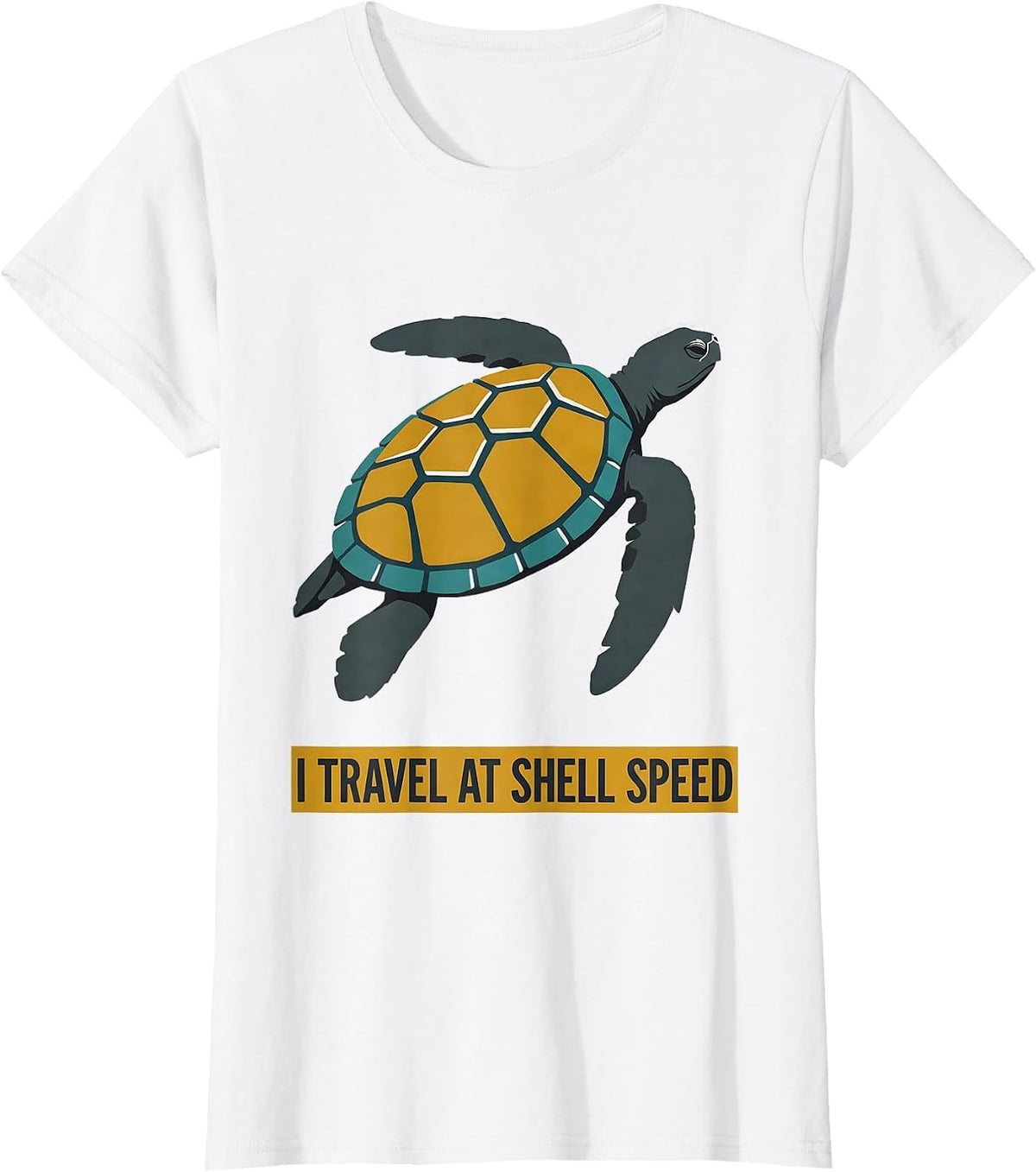 Women's I Travel At Shell Speed Midcentury Modern Sea Turtle Lover T-Shirt - White