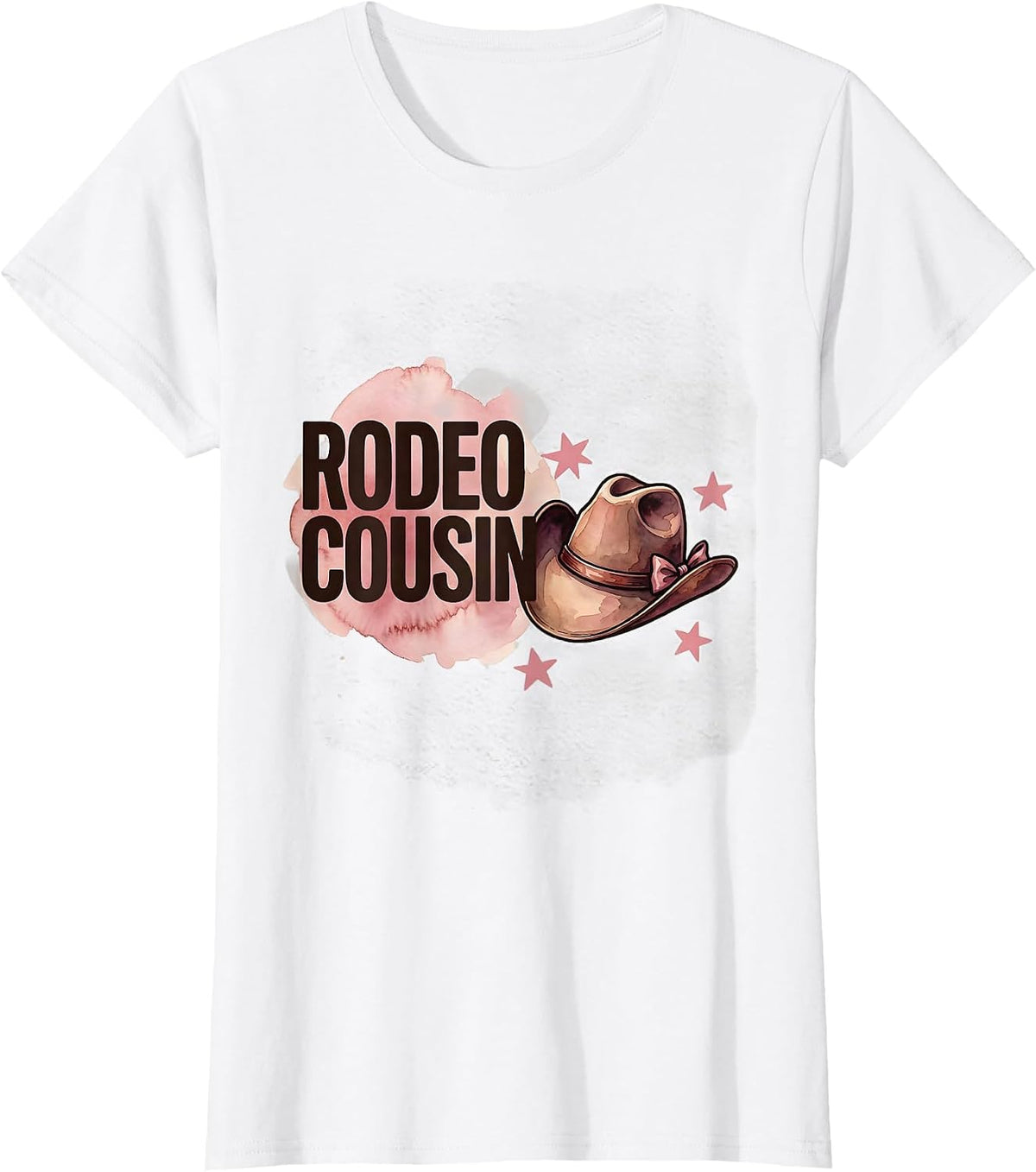 Rodeo Cousin Watercolor Cowgirl Hat Birthday Party Family T-Shirt - White