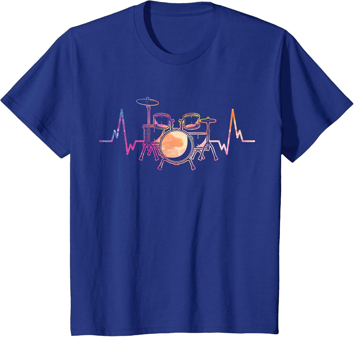 Retro Heartbeat Drummer Drums Drumming Drum Set T-Shirt - Royal Blue