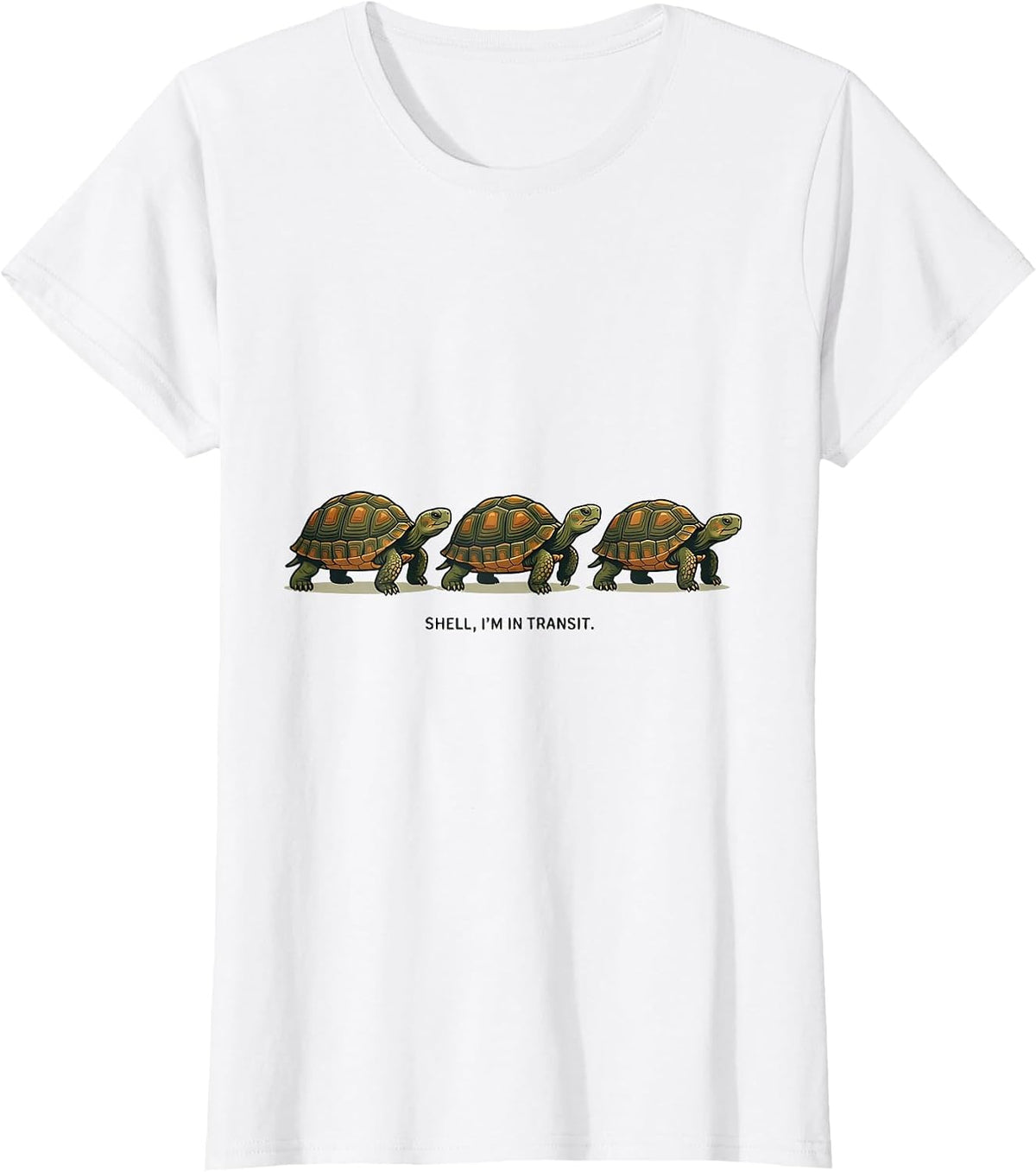 Shell I'm In Transit Funny Turtle Lover Animal Humor T-Shirt - White