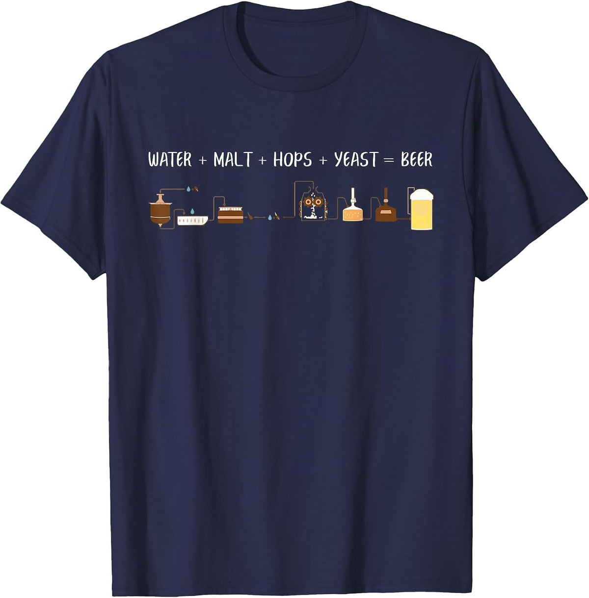 Craft Beer Making Cycle Diagram for Homebrew Funny T-Shirt - Navy Blue