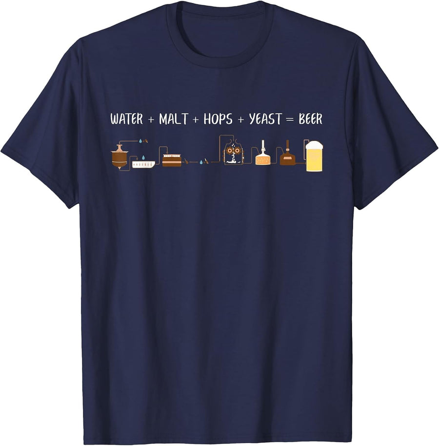 Craft Beer Making Cycle Diagram for Homebrew Funny T-Shirt - Navy Blue